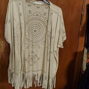 Faux suede short sleeve jacket